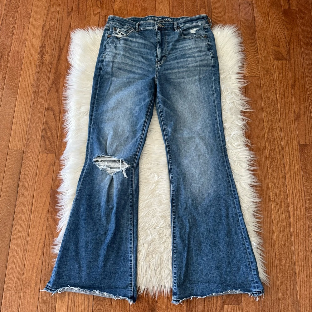 American Eagle Stretch Super High Rise Flare Jeans Size 12